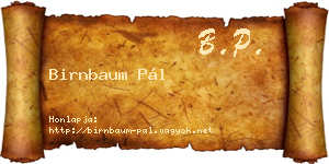 Birnbaum Pál névjegykártya